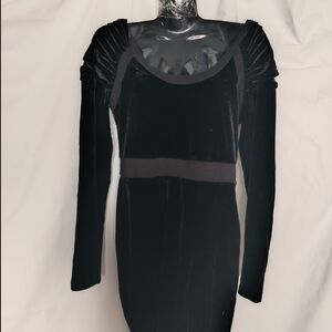 BCBGeneration Black Velvet Long-Sleeve Scoop-Neck Dress